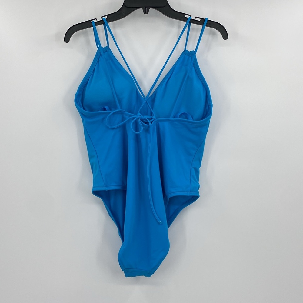 Shade & Shore Blue Women's Tunneled Plunge One Piece Swimsuit Size XL - Picture 4 of 8